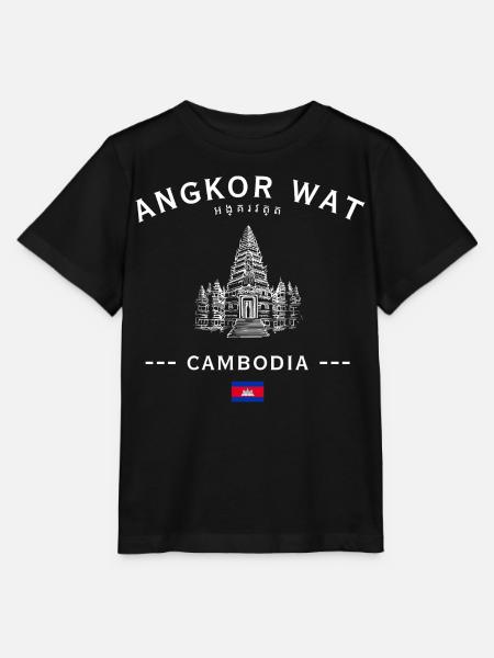 Angkor Wat Silhouette Cambodia - Stanley/Stella Kinder T-Shirt MINI CREATOR  - Schwarz