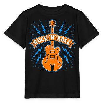 Rock'N'Roll-Banner mit Gitarre - Stanley/Stella Kinder T-Shirt MINI CREATOR  - Schwarz - Vorne - Mikhail (115cm)