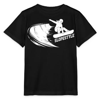 Slopestyle Snowboard Action in den Bergen - Stanley/Stella Kinder T-Shirt MINI CREATOR  - Schwarz - Vorne - Mikhail (115cm)