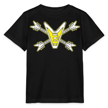 Gitarrenschädel und gekreuzte Knochen - Stanley/Stella Kinder T-Shirt MINI CREATOR  - Schwarz - Vorne - Mikhail (115cm)
