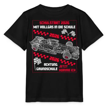 Einschulung 2026 - Rennwagen Auto - Stanley/Stella Kinder T-Shirt MINI CREATOR  - Schwarz - Vorne - Mikhail (115cm)