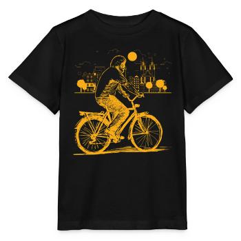 Fahrrad Alter Mann Stadt Skyline Radfahren - Stanley/Stella MINI CREATOR Kids’ T-Shirt - black - Front - Mikhail (115cm)
