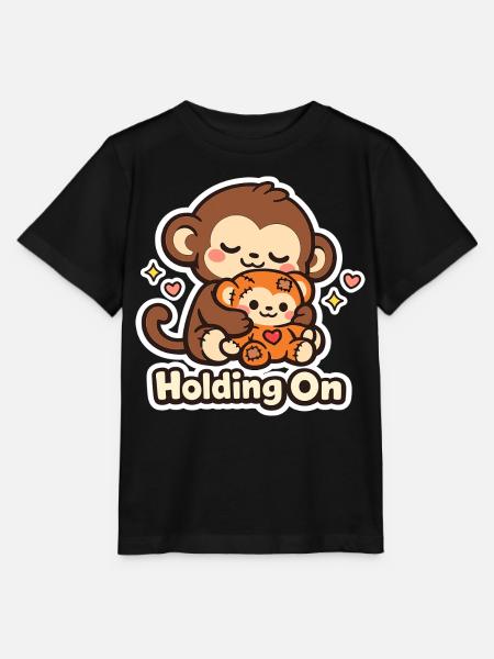 Punch Macaque Holding On - Stanley/Stella Kinder T-Shirt MINI CREATOR  - Schwarz