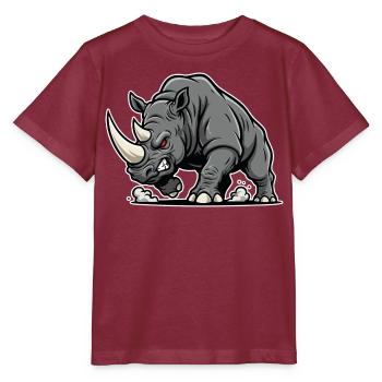 Nashorn Mächtiges Wut-Wildtier-Logo - Stanley/Stella Kinder T-Shirt MINI CREATOR  - Burgunderrot - Vorne - Kain (125cm)