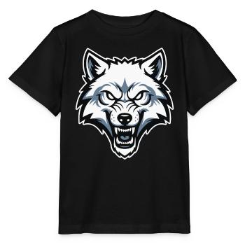Wild Arctic White Wolf Maskottchen-Maskottchen-Logo - Stanley/Stella Kinder T-Shirt MINI CREATOR  - Schwarz - Vorne - Mikhail (115cm)