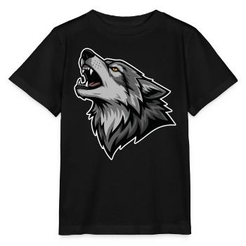 Grauer Wolf heult Wildmond-Wolf-Logo - Stanley/Stella Kinder T-Shirt MINI CREATOR  - Schwarz - Vorne - Mikhail (115cm)