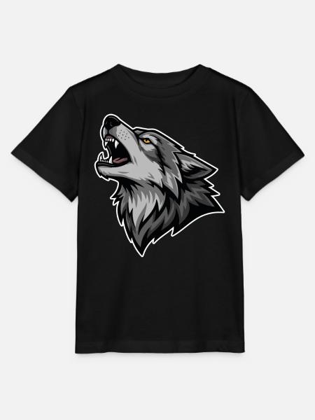 Grauer Wolf heult Wildmond-Wolf-Logo - Stanley/Stella Kinder T-Shirt MINI CREATOR - Schwarz