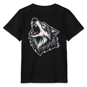 Wild Wolf Heult Rotaugen-Maskottchen Wolf Maskottchen - Stanley/Stella Kinder T-Shirt MINI CREATOR  - Schwarz - Vorne - Mikhail (115cm)