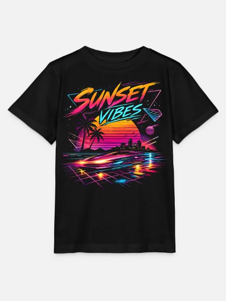 Sunset Vibes 80er Neon Design - Stanley/Stella Kinder T-Shirt MINI CREATOR - Schwarz