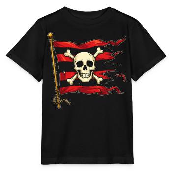 Crâne sur drapeau pirate - T-shirt bio MINI CREATOR Stanley/Stella Enfant - noir - Devant - Mikhail (115cm)