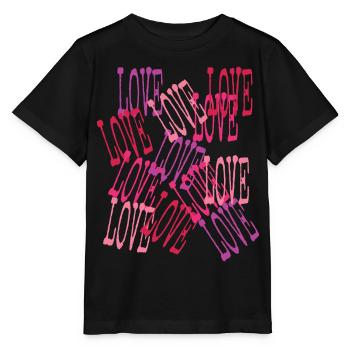 Love Cascading Romantic Lettering - Stanley/Stella Kinder T-Shirt MINI CREATOR  - Schwarz - Vorne - Mikhail (115cm)