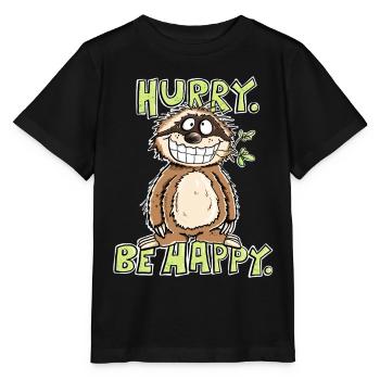 Hurry Be Happy Sloth - Stanley/Stella MINI CREATOR Kids’ T-Shirt - black - Front - Mikhail (115cm)