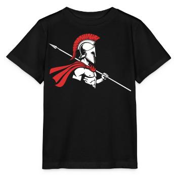 Spartan Profile Spear Logo Mascot Warrior - Stanley/Stella MINI CREATOR Kids’ T-Shirt - black - Front - Mikhail (115cm)