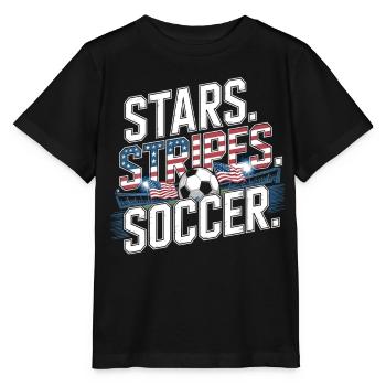 Stars Stripes Soccer – USA Fußball Fan - Stanley/Stella MINI CREATOR Kids’ T-Shirt - black - Front - Mikhail (115cm)