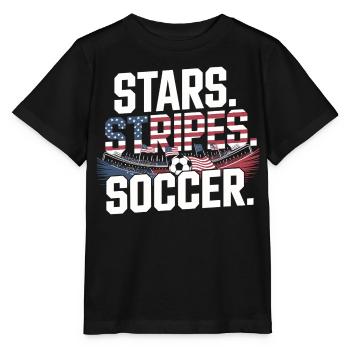 Stars Stripes Soccer – USA Fußball Fan - Stanley/Stella Kinder T-Shirt MINI CREATOR  - Schwarz - Vorne - Mikhail (115cm)
