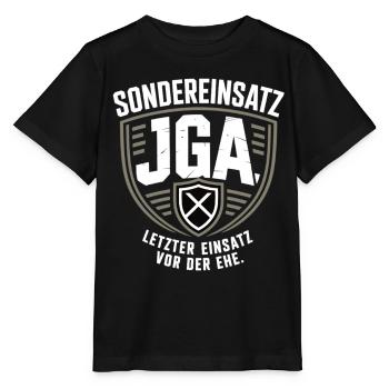 Sondereinsatz JGA – Letzter Einsatz vor der Ehe - Stanley/Stella Kinder T-Shirt MINI CREATOR  - Schwarz - Vorne - Mikhail (115cm)