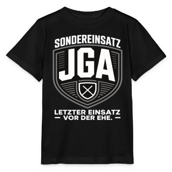 Sondereinsatz JGA – Letzter Einsatz vor der Ehe - Stanley/Stella Kinder T-Shirt MINI CREATOR  - Schwarz - Vorne - Mikhail (115cm)