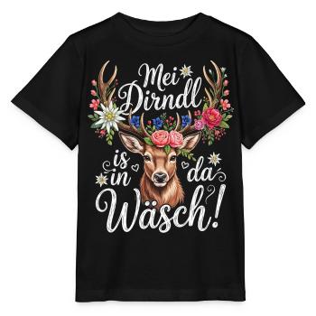 Ersatz Dirndl Shirt Damen Trachtenshirt Oberteil - Stanley/Stella Kinder T-Shirt MINI CREATOR  - Schwarz - Vorne - Mikhail (115cm)