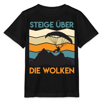 Paraglider SOAR ABOVE THE CLOUDS Funny - Stanley/Stella MINI CREATOR Kids’ T-Shirt - black - Front - Mikhail (115cm)
