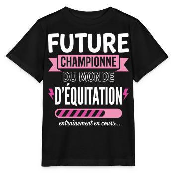 Future Championne Équitation Cavalière - T-shirt bio MINI CREATOR Stanley/Stella Enfant - noir - Devant - Mikhail (115cm)