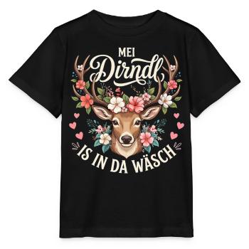 Trachtenshirt Damen Dirndl Chemise Trachten Topteil - T-shirt bio MINI CREATOR Stanley/Stella Enfant - noir - Devant - Mikhail (115cm)