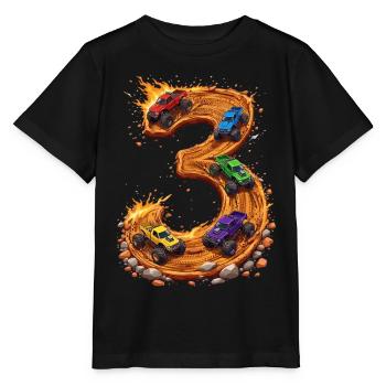 3rd Birthday, 3 Year Old Boy, Monster Truck - Stanley/Stella MINI CREATOR Kids’ T-Shirt - black - Front - Mikhail (115cm)
