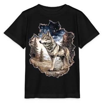 Wolf Starry Sky - Stanley/Stella MINI CREATOR Kids’ T-Shirt - black - Front - Mikhail (115cm)