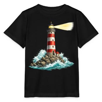 Leuchtturm am Felsenmeer Lichtstrahl - Stanley/Stella Kinder T-Shirt MINI CREATOR  - Schwarz - Vorne - Mikhail (115cm)