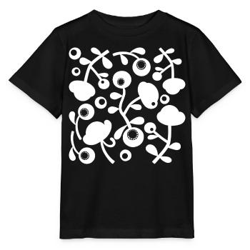 Pivoines abstraites L blanches transparentes - T-shirt bio MINI CREATOR Stanley/Stella Enfant - noir - Devant - Mikhail (115cm)