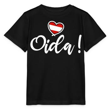 Oida! Österreich Herz I love Austria Dialekt Munda - Stanley/Stella Kinder T-Shirt MINI CREATOR  - Schwarz - Vorne - Mikhail (115cm)