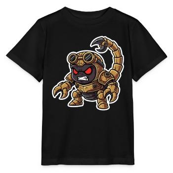 Scorpion Bionique Steampunk Guerrier Laiton Rivets - T-shirt bio MINI CREATOR Stanley/Stella Enfant - noir - Devant - Mikhail (115cm)