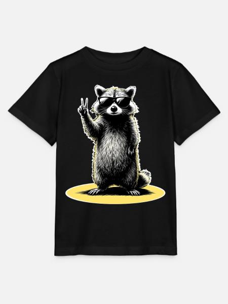 Waschbär Peace - Stanley/Stella Kinder T-Shirt MINI CREATOR - Schwarz