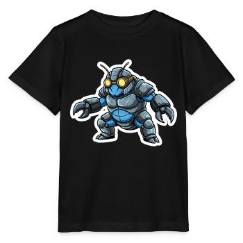 Guerrier_Bionique_Steampunk_Armure_Acier_Bleu - Stanley/Stella Kinder T-Shirt MINI CREATOR  - Schwarz - Vorne - Mikhail (115cm)