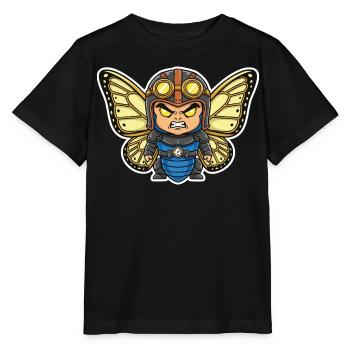 Steampunk Aviator Schmetterlingsblaue Rüstung - Stanley/Stella Kinder T-Shirt MINI CREATOR  - Schwarz - Vorne - Mikhail (115cm)