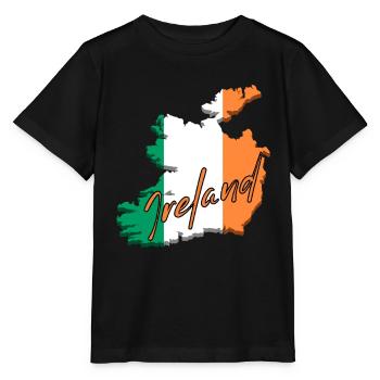 Map with the flag of Ireland, I love Ireland - Stanley/Stella MINI CREATOR Kids’ T-Shirt - black - Front - Mikhail (115cm)
