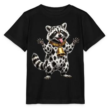 Lustiges Mischlings-Waschbär-Kuh-Muster - Stanley/Stella Kinder T-Shirt MINI CREATOR  - Schwarz - Vorne - Mikhail (115cm)