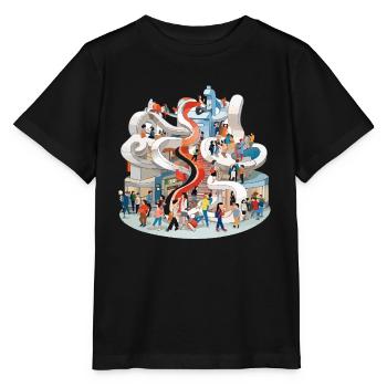 Colorful multi-stick slide full of people - Stanley/Stella MINI CREATOR Kids’ T-Shirt - black - Front - Mikhail (115cm)