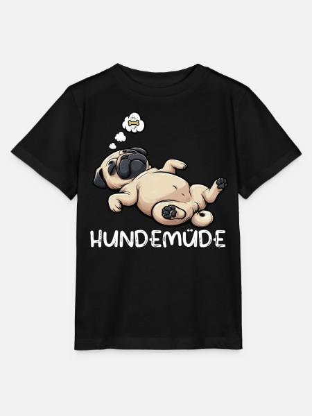 Hundemüde Mops Möpse Mopsbesitzer Mopsliebhaber - Stanley/Stella Kinder T-Shirt MINI CREATOR - Schwarz