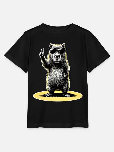Capybara Peace - Stanley/Stella Kinder T-Shirt MINI CREATOR  - Schwarz