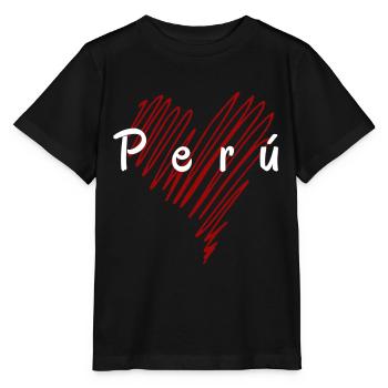J’aime le Pérou, le cœur du Pérou - T-shirt bio MINI CREATOR Stanley/Stella Enfant - noir - Devant - Mikhail (115cm)