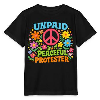 Manifestation pacifique non rémunérée Retro Flowers - T-shirt bio MINI CREATOR Stanley/Stella Enfant - noir - Devant - Mikhail (115cm)