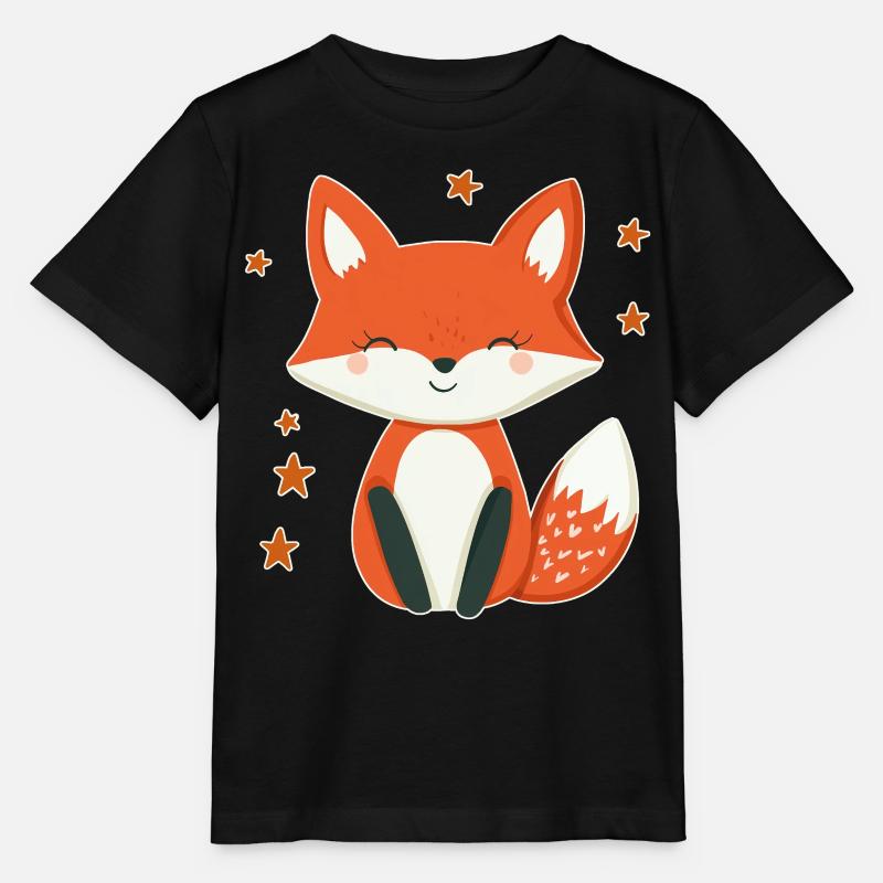 Renard et étoiles - T-shirt bio MINI CREATOR Stanley/Stella Enfant - noir