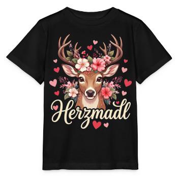 Trachtenshirt Damen Herzmadl T-Shirt Trachten - Stanley/Stella Kinder T-Shirt MINI CREATOR  - Schwarz - Vorne - Mikhail (115cm)