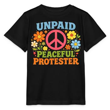 Manifestation pacifique non rémunérée Retro Flowers - T-shirt bio MINI CREATOR Stanley/Stella Enfant - noir - Devant - Mikhail (115cm)