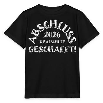 Abschluss 2026 Realschule geschafft!  - Stanley/Stella Kinder T-Shirt MINI CREATOR  - Schwarz - Vorne - Mikhail (115cm)