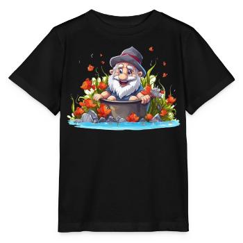 Nain dans le pot de bain près de l’étang - T-shirt bio MINI CREATOR Stanley/Stella Enfant - noir - Devant - Mikhail (115cm)