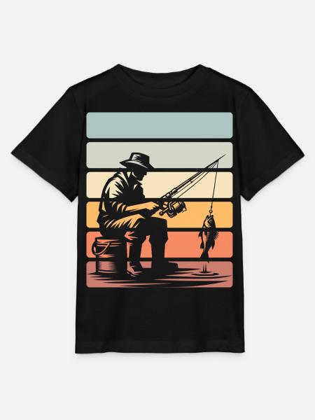 Angeln Angler - Stanley/Stella Kinder T-Shirt MINI CREATOR  - Schwarz