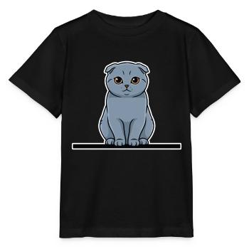 Scottish Fold Cat Grey Amber Eyes Portrait - Stanley/Stella MINI CREATOR Kids’ T-Shirt - black - Front - Mikhail (115cm)