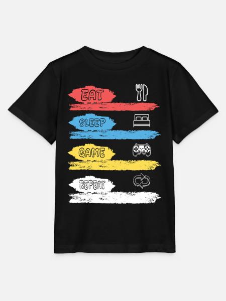 EAT SLEEP GAME REPEAT - V2 - Stanley/Stella Kinder T-Shirt MINI CREATOR - Schwarz