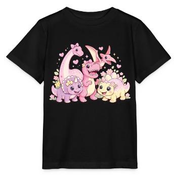 Cute Girl Dino Troop - Stanley/Stella MINI CREATOR Kids’ T-Shirt - black - Front - Mikhail (115cm)